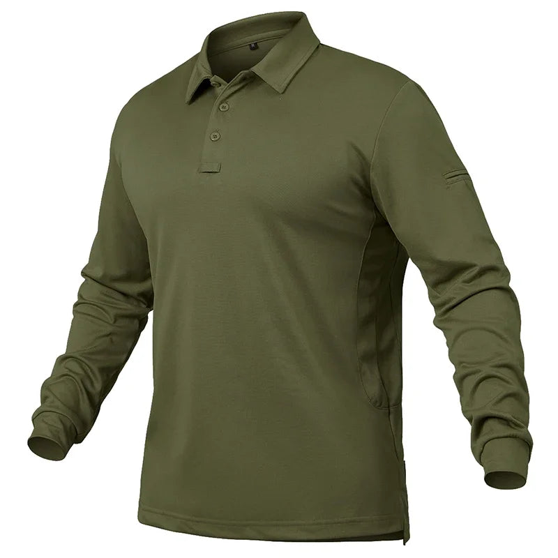 Men's Performance Long Sleeve POLO  Shirt.  No Shrinking,   Lightweight,   Breathable, Outdoor Polo Shirts  with UPF50+ Pique Jersey Golf Shirt.  NOT much stock left but you might be lucky. 6 colors to pick from so worth a lo