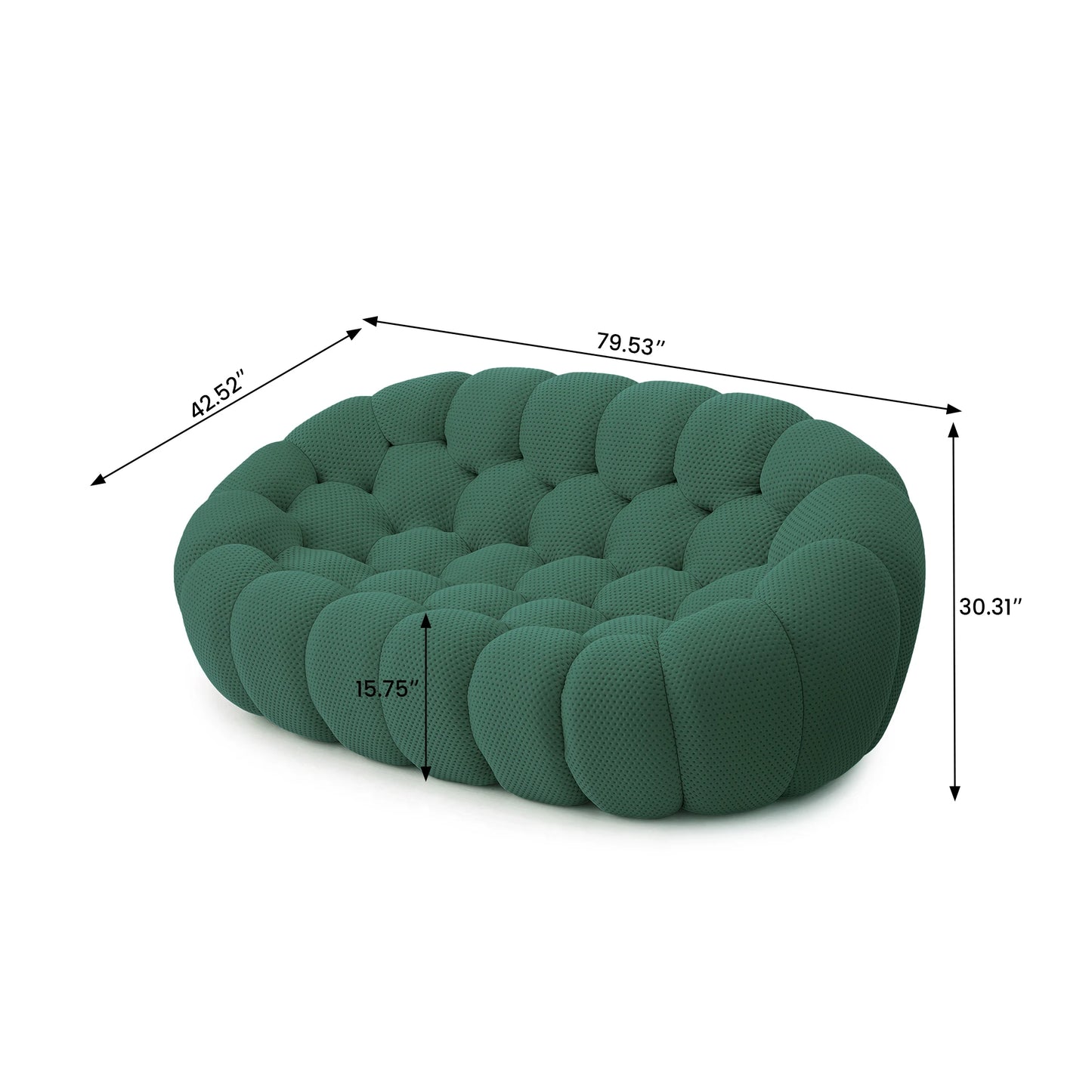 78'' Modern Curved Boneless Sofa.  Comfy,  3D Knitted Fabric in 5 colors.   Loveseat Couch,  Football-Shaped Lazy Floor Sofas for Living Room