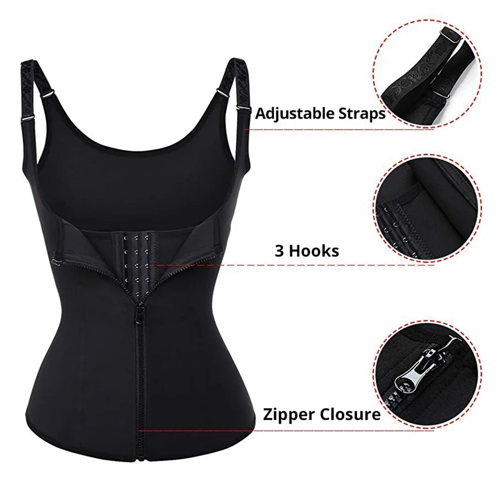Waist Trainer Tank Top For Women,  Zipper Body Shaper,  Tummy Control,  Sleeveless Top,  Women's Activewear Body Shaping Underwear