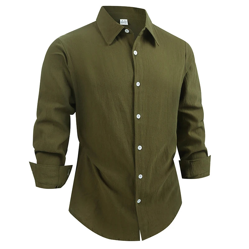 100% Linen Cotton Shirt Men Casual Fashion Male Clothing High Quality Tops Black /White / colors.  Shirts for  casual or Business.   Long Sleeve Shirt for  Men