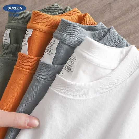 Dukeen 280gsm Oversized Heavy T-Shirt for Men.  Summer Short Sleeve Tee,  Cotton Solid Colors, Casual T Shirts,One Piece