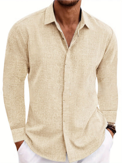 Men's Linen /Cotton Long-sleeved shirt,  Loose Undershirt,  Solid Colors,  plus Great FATHERS DAY Gift!!!