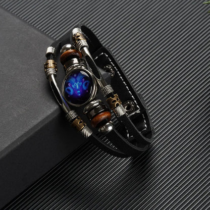 Constellations Luminous Leather Bracelet,  Retro Multi-layer Beaded Leather Bracelet,  Jewelry Gifts for Men /Women /Couples.  The Zodiac signs  numbers are all. Pretty Low so if you need some gifts, do hurry!!!