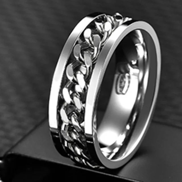 Cool Stainless Steel Rotatable  MENS/WOMENS Ring . High Quality Spinner Chain Punk Jewelry Style