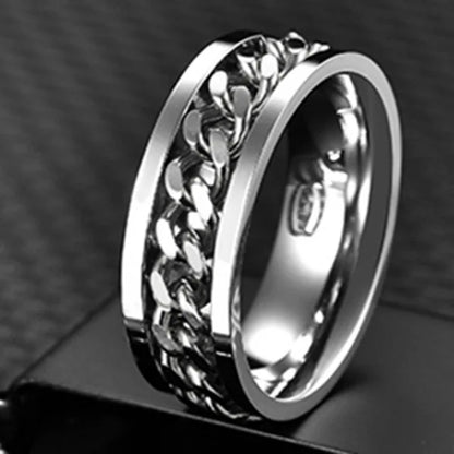 Cool Stainless Steel Rotatable  MENS/WOMENS Ring . High Quality Spinner Chain Punk Jewelry Style