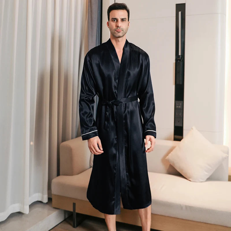 Mens spring and autumn silk /thin/ style -oversized pajamas, long sleeved bathrobes, ice silk bathrobes,  clothing  for summer