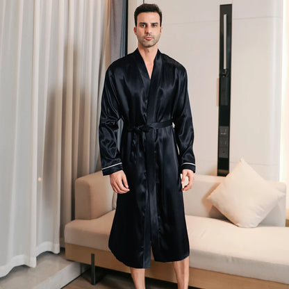 Mens spring and autumn silk /thin/ style -oversized pajamas, long sleeved bathrobes, ice silk bathrobes,  clothing  for summer