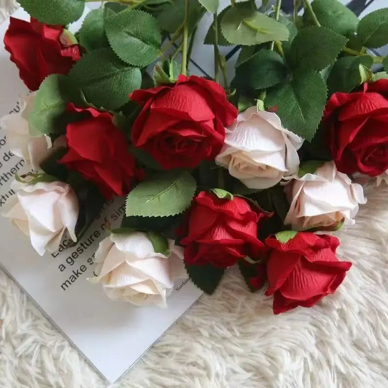 1/5/10/20pcs Roses Artificial Flowers Rose Flower Branch Artificial Red Roses Realistic Fake Rose for ANY SPECIAL OCCASION including PATRIOTIC, Home Decor