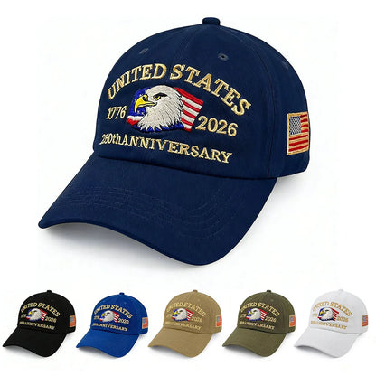 250th Anniversary Hat, USA Patriotic Baseball Caps,  Eagle Embroidered Baseball Hats for Men /Women Cap