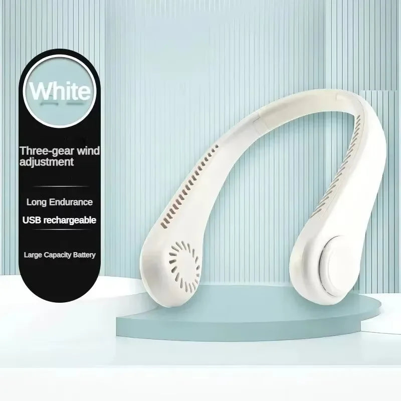Hands Free Neck Fan Portable USB Rechargeable Bladeless Cooling Fan , Quiet,  Wearable Fan for Summer Travel,  3 Speed. " WHITE" :COLOR ONLY!!!
