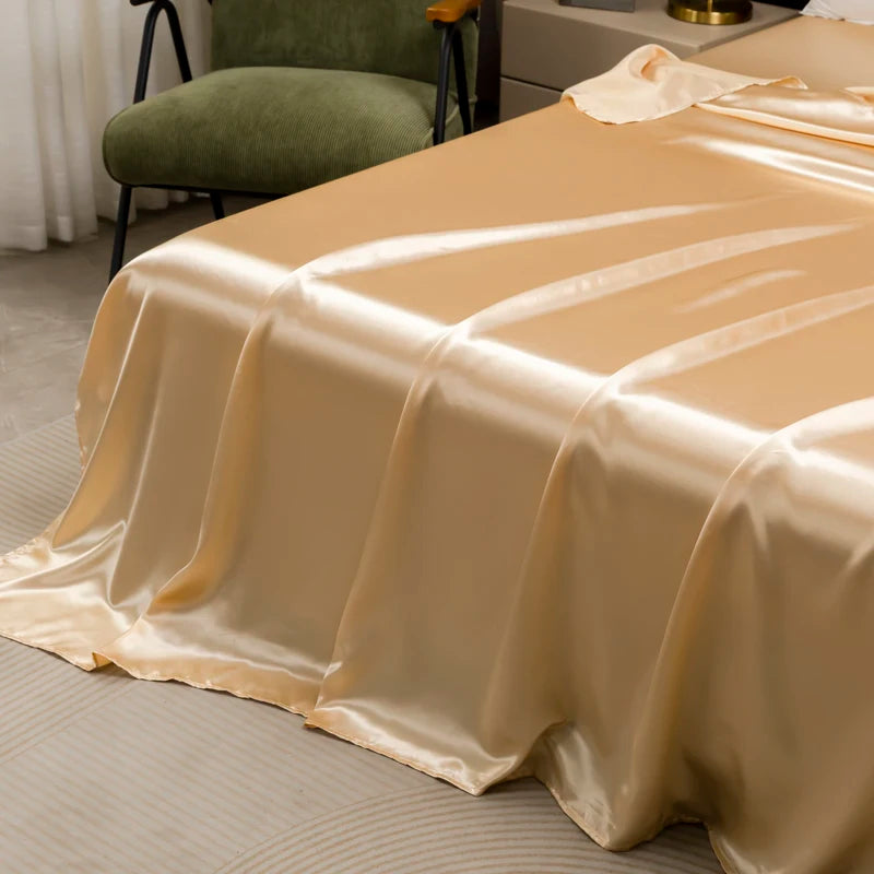 Solid Color Satin Sheets  and Pillowcase Set，Luxurious Bedding Ensemble with a Silky Sheen，Twin/Full/Queen/King Size