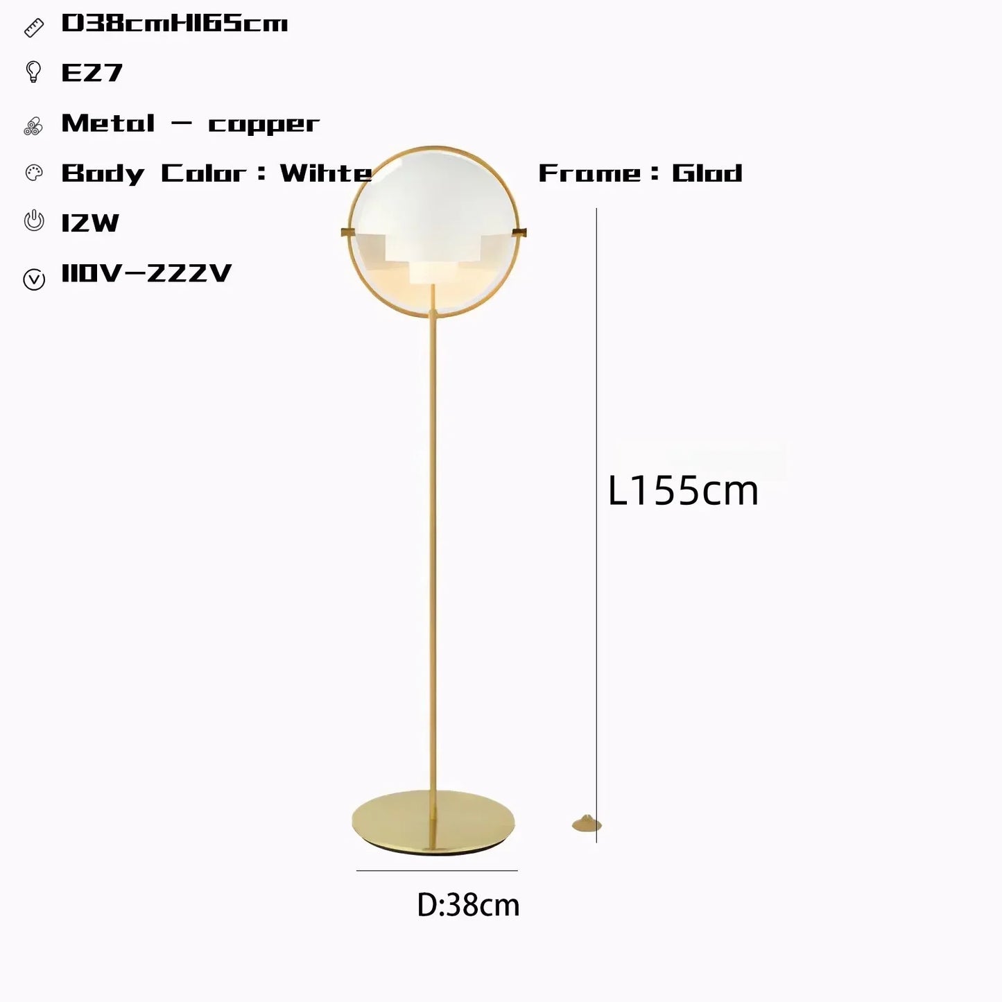 Modern Gubi Floor Lamps For Living Room, Home Decor Designer with Black Gold Metal Standing Lights