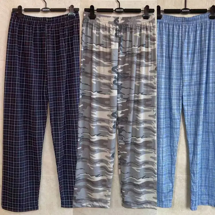 Men's Stylish Summer Pajama Pants, Thin, Loose, Breathable,  Air-Conditioned Pants with Elastic Waist