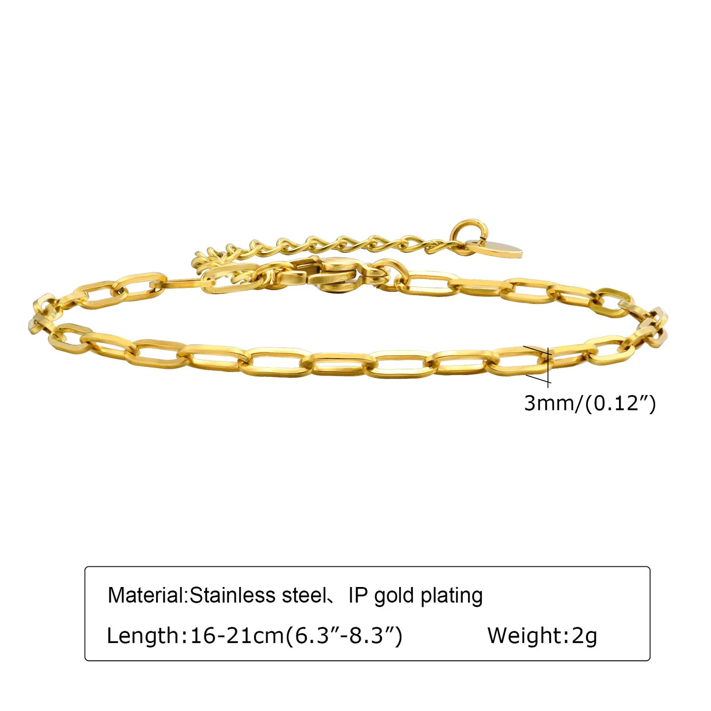 Waterproof Stainless Steel Chain Bracelets For Women.  Gold Plated Fashion and   Stackable Link Bracelet Gifts.  Great Gift for MOTHERS DAY
