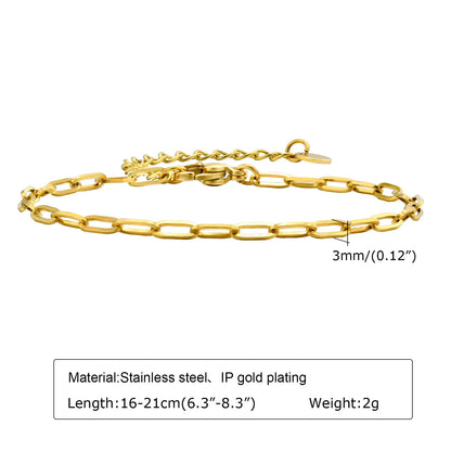 Waterproof Stainless Steel Chain Bracelets For Women.  Gold Plated Fashion and   Stackable Link Bracelet Gifts.  Great Gift for MOTHERS DAY