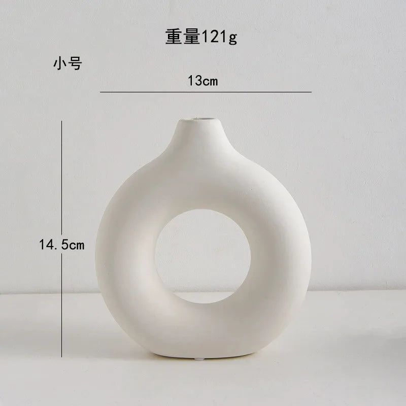 Hollow Nordic Modern  Vase Set of 2 for Modern Home Decor,Plastic imitation ceramic Hollow Flower Vases for Living Room