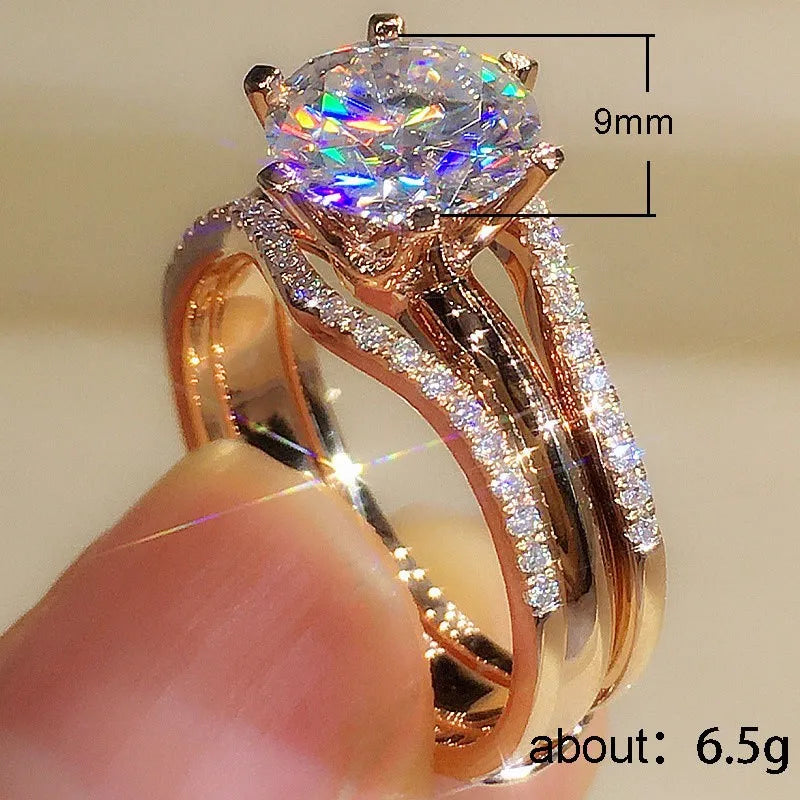 Unique Rose Gold Color Rings for Women.  Classic 6 Claws Designed,  for  Cubic Zirconia Rings  for Wedding /Engagement Bands