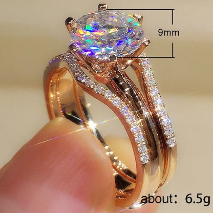 Unique Rose Gold Color Rings for Women.  Classic 6 Claws Designed,  for  Cubic Zirconia Rings  for Wedding /Engagement Bands
