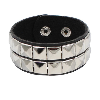 PU Leather Bracelets, Adjustable Cuff Bracelet/ Rivets/Buckle Wristband for Men /Women
