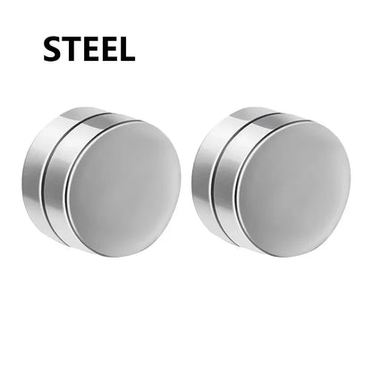 3 Pairs Crystal,  Strong Magnetic Ear Stud, Clip Earrings for Men and Women, Round  and square with 3 color choices for the framework.  Zircon, Magnet Earrings, Non Piercing Jewelry
