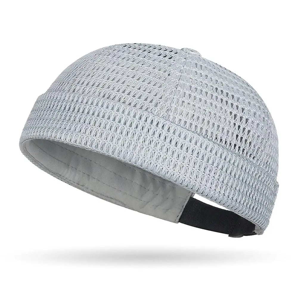 New Mesh Breathable Brimless Melon Skin Hat for  Summer.   Ultra-Light,  Adjustable Docker Beanie Hat,  ONLY DARK GREY and BLACK are Available.
