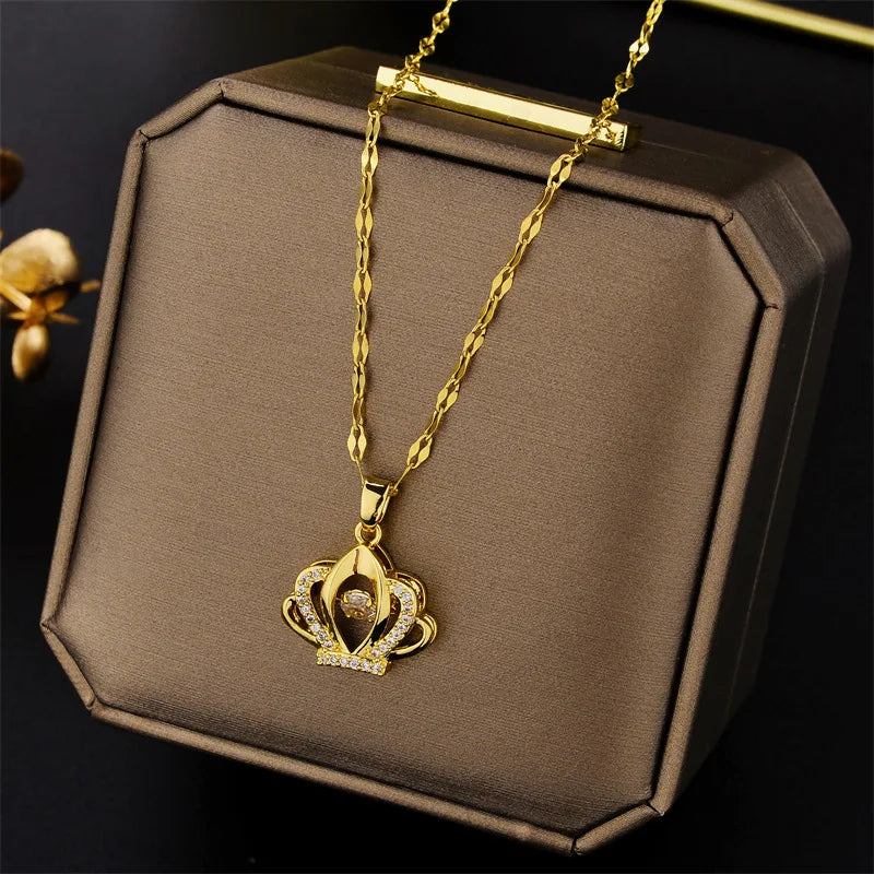 New In Light Luxury Zircon Crystal Stainless Steel Necklaces For Women. Sweet Female Clavicle Chain Jewelry.  Nice for everyday wear. Maybe nice for MOTHER/DAUGHTER Gift