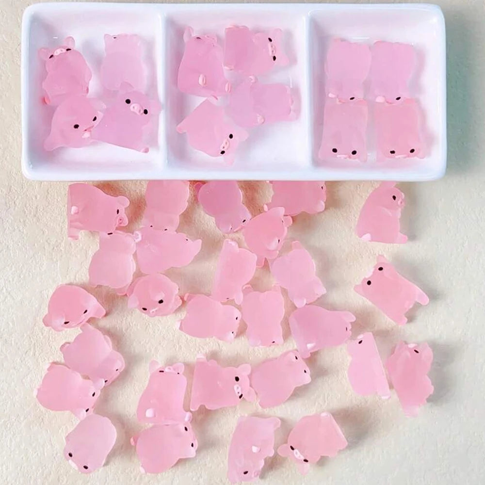 6/15/30/1Box Luminous Pig Design Glow in The Dark Creative Mini Pink Pig Miniature for Garden Landscape Home Decoration