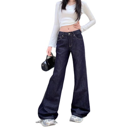 American Style Loose,  Wide Leg Denim Jean  for Girls/Women in  Summer.   Girls Slimming Draping Long Pants,   Autumn Casual Trousers