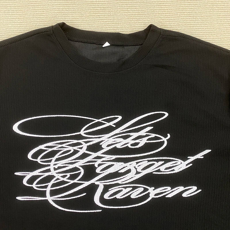 American Dark Retro Printed Long Sleeved T-Shirt,  High Street Trendy Top for Casual Wear