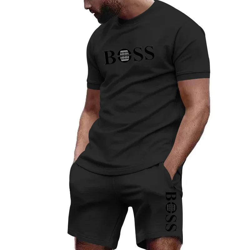 Men's two-piece sportswear.  Short sleeved T-shirt and pants set for  running and fitness sportswear 2026 summer.