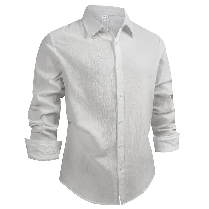 100% Linen Cotton Shirt Men Casual Fashion Male Clothing High Quality Tops Black /White / colors.  Shirts for  casual or Business.   Long Sleeve Shirt for  Men