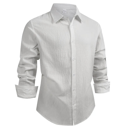 100% Linen Cotton Shirt Men Casual Fashion Male Clothing High Quality Tops Black /White / colors.  Shirts for  casual or Business.   Long Sleeve Shirt for  Men