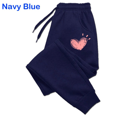 Womens Heart Printed Sweatpants  for Autumn /Winter. Long Cotton Joggers, Womens  Sweat Pants