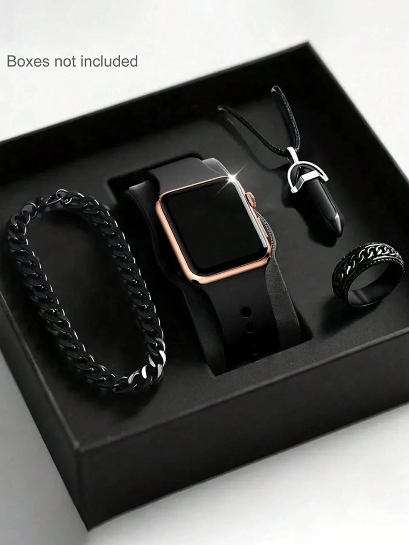 Men's LED Square Watch And 3 pieces of Jewelry Set  for Gift or just because.   Not a  " Smartwatch" (BOX  Not Included) SEVERAL CHOICES