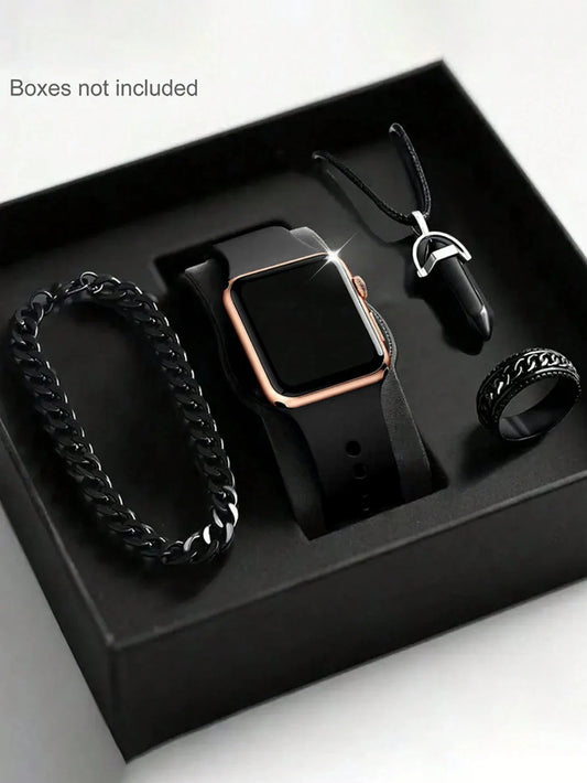 Men's LED Square Watch And 3 pieces of Jewelry Set  for Gift or just because.   Not a  " Smartwatch" (BOX  Not Included) SEVERAL CHOICES