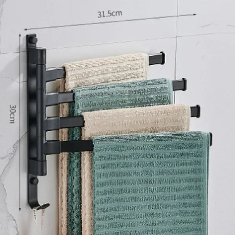 Bathroom / Kitchen Towel Rack,  Rotatable Towel Holder Space, Aluminum 2/3/4/5-Bar Towel Hange,  Kitchen