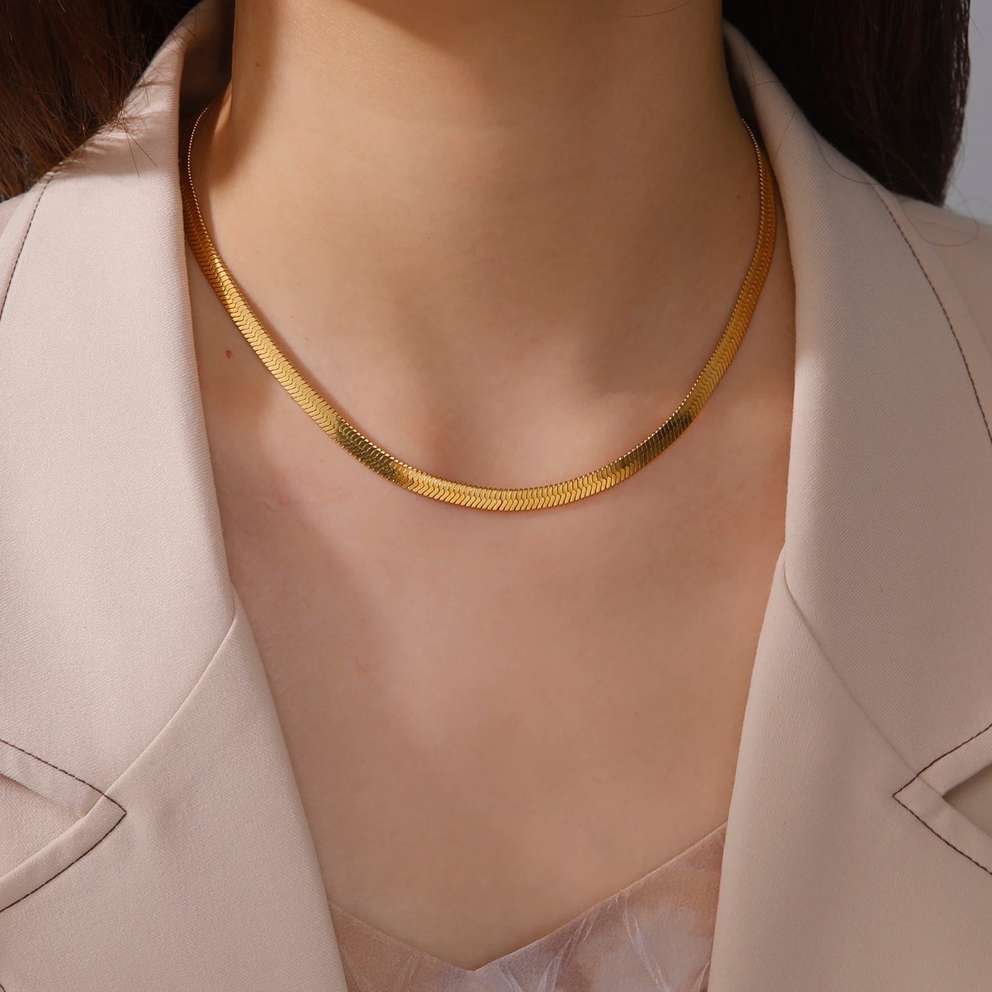 Stainless Steel Snake Chain Necklace for Women /Men of Gold Color  with Herringbone Choker,  Neck Chains 2026 Trend Jewelry Gift.  Perfect Gift for MOTHERS and FATHERS DAY