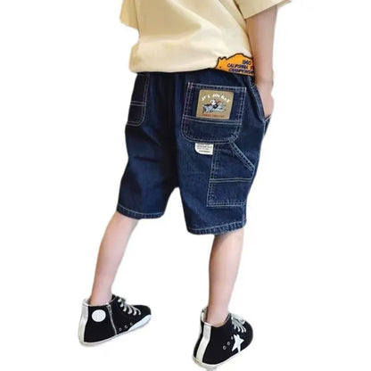 Boys summer Jeans,  Thin,  Young Teenage Boys,  Versatile Denim Shorts with Sticker Pockets.   4-14Yrs Kids Boy Shorts,