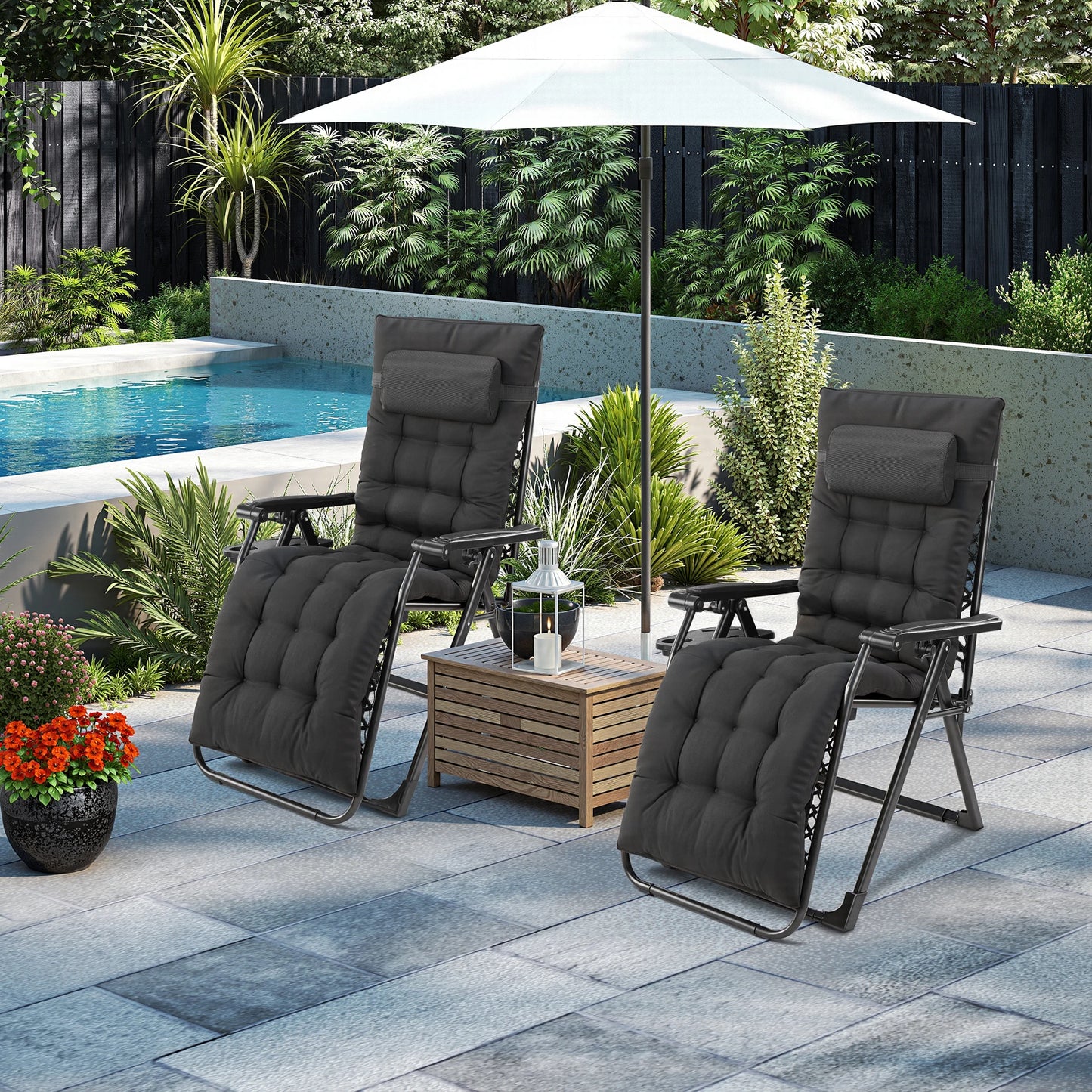 Zero Gravity Recliner,  Camping/ Patio Lounge Chair,  Folding Portable Recliner with Cup Holder,  Trays Removable Cushion For Outdoor Garden
