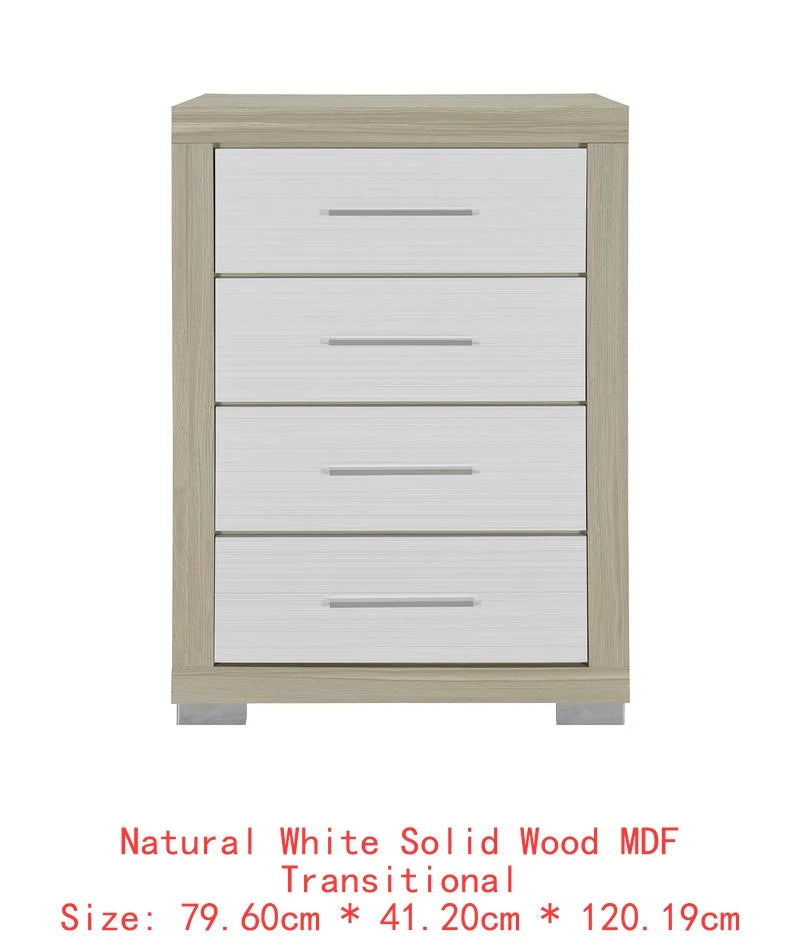 Natural White Full Bedroom Set 5 Pieces - Modern Design for Cozy Spaces, Includes Bed Frame, Nightstands, Dresser and Mirror