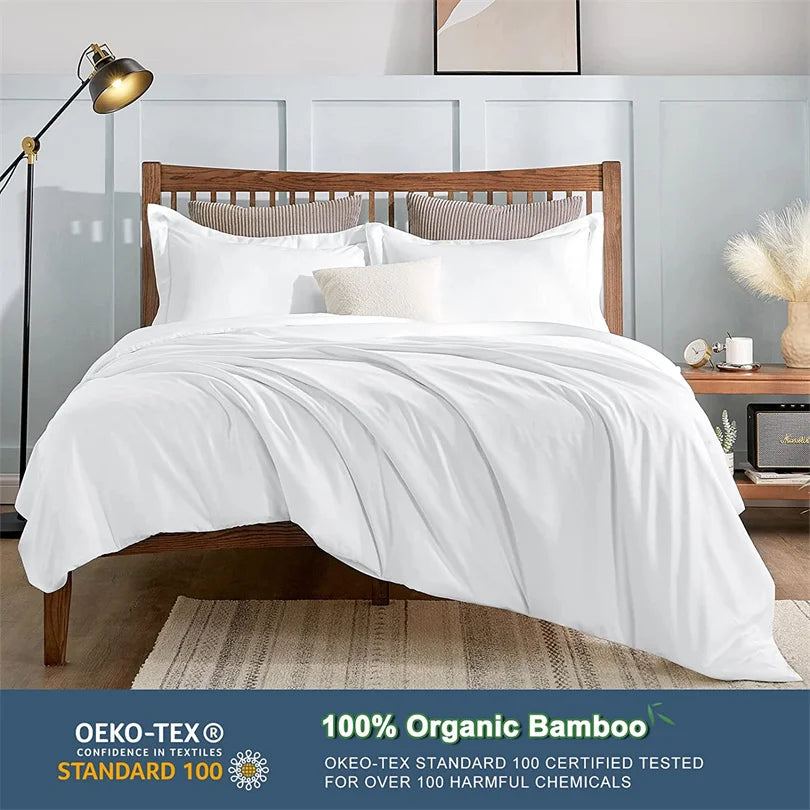 Dreamreal Pure Bamboo Bedding Set for Hotel Home Luxury Organic Bamboo Duvet Cover Fitted Bed Sheet Sets Pillowcase Cooling Soft