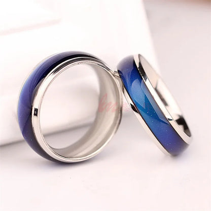 1pc Stainless Steel Mood Ring Changing Color Rings Emotion Feeling Temperature Ring For Women/ Men / Couples Rings Fashion Jewelry, 1 color to order but many moods to wear.  Use Sizing chart.