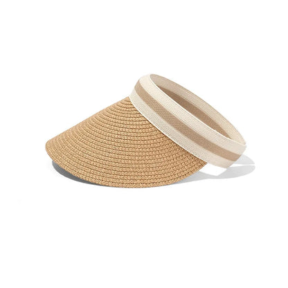 Style "A" is all gone( With the 3 Stripes. ) Styles "B" and "C" are available.  Summer,  Empty Top Straw Hat for Women, Outdoor for Sunscreen .  Visor for  Female,  Handmade,  UV Protection, Big Brim Sun Hat/Visor.    The pi