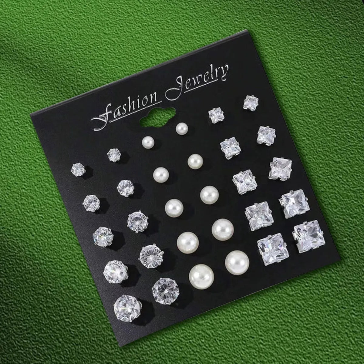 12 Pairs OF  Stainless Steel Stud Earrings with Gemstone Buds Round, SQUARE, SHAPE CHOICES. Unisex Fashion Jewelry Gifts