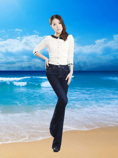 Women's Spring and Autumn Mid Waist Jeans. Large Size Fashion,  Slimming, Casual Pants in SIZES 0XL through  9XL.  Please refer to Sizing Chart