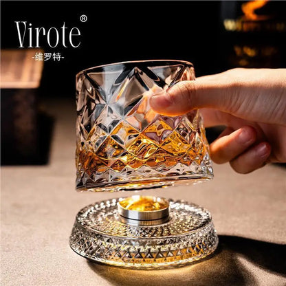 1PCS Tumbler Rotating Wine Glass Rotating Whiskey Glass Tumbler Non Spill Swivel Cup with Base Creative Stress Relief Wine Glass