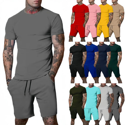 Fashionable and Casual Summer Outdoor Sports shirt and shorts.  Men's Breathable T-Shirt/ Shorts Casual and Fashionable Two-Piece Set Tracksuit