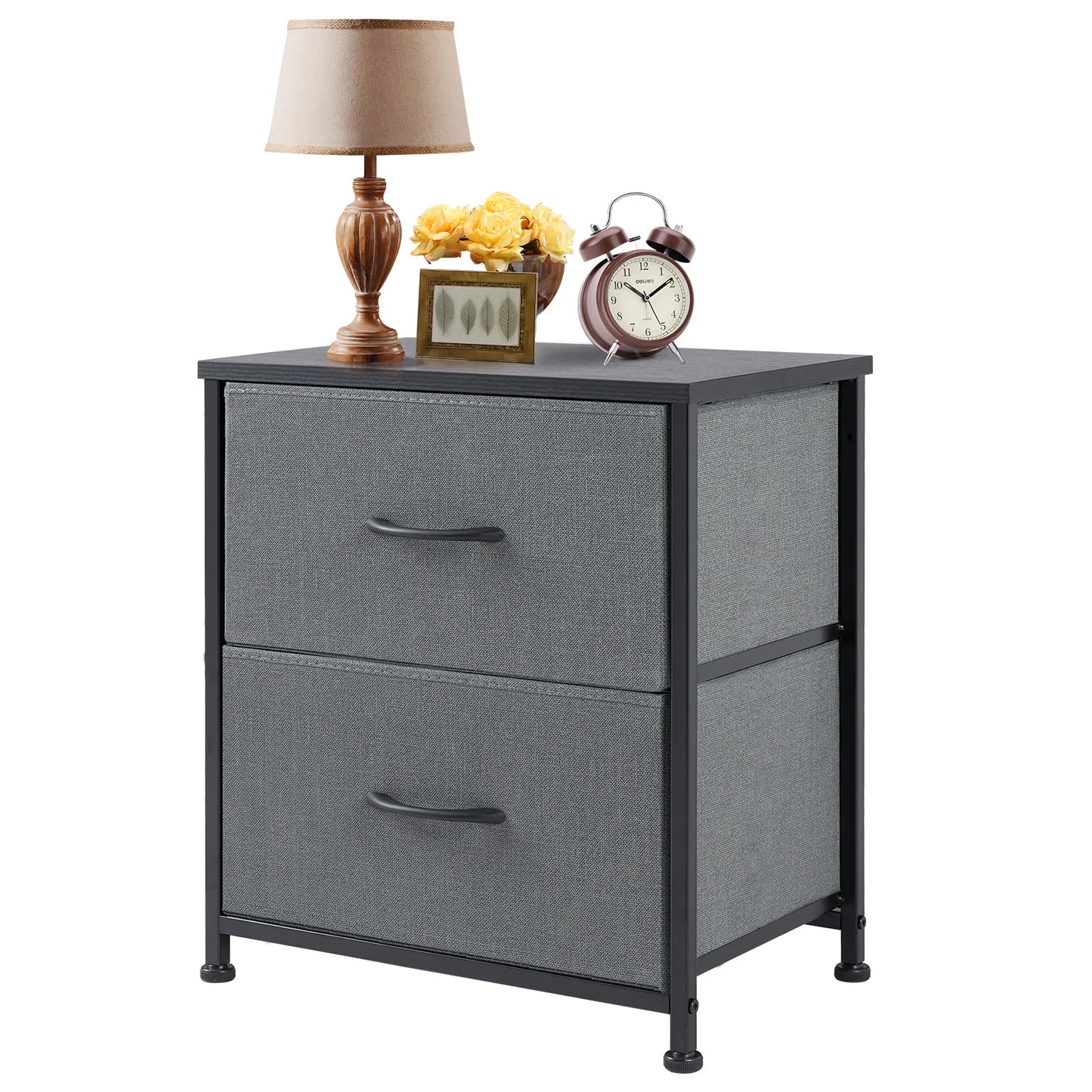 Bedside Nightstand  for Coffee,Tea. Table Storage  for Closet,  2 Fabric Drawers.