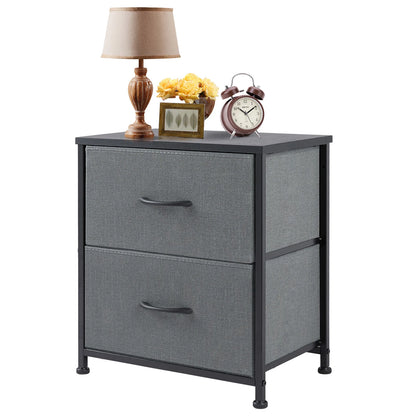 Bedside Nightstand  for Coffee,Tea. Table Storage  for Closet,  2 Fabric Drawers.
