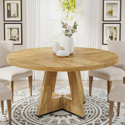 Round Dining Table for 4' 47" Farmhouse Kitchen Table Small Dinner Table Kitchen Dinning Table